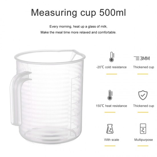 500ml Glass Measuring Cup with Spout and Lid Messuring Cup Pitcher Measuring Mug Transparent