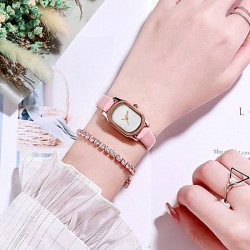Fashion Pink Leather Belt Watches For Women Simple Barrel Dial Ladies Dress Quartz Watch Casual Bracelet Fine Band Wristwatch