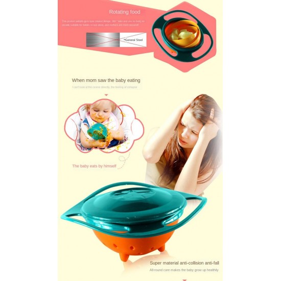 Universal Gyro Bowl Children Rotary Balance Novelty Gyro 360 Rotate Spill Proof Feeding Dishes